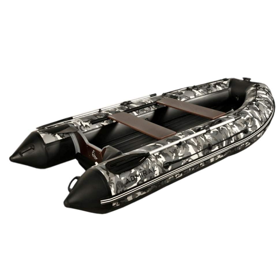 Лодка надувная моторная ADMIRAL 450 с пайолом 4,5м камуфляж/омон