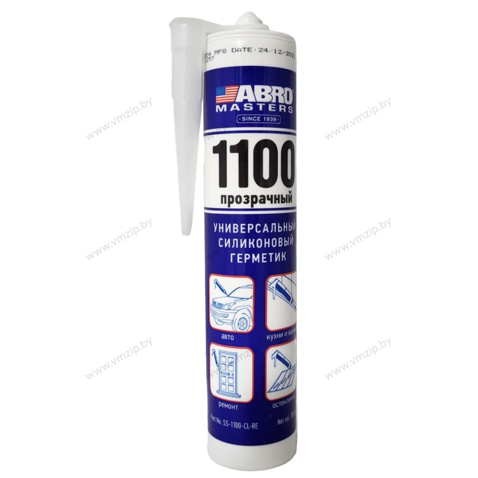 Герметик силиконовый, прозрачный 1100 ABRO MASTERS (280 мл) SS-1100-CL-RE