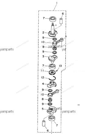 Коленвал Yamaha 6C, 8C 6N0-E1400-00