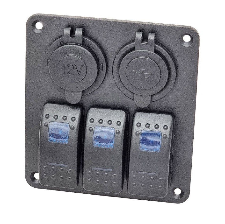 Панель 12V с разъёмами и включателями SF50803-3H1P1U