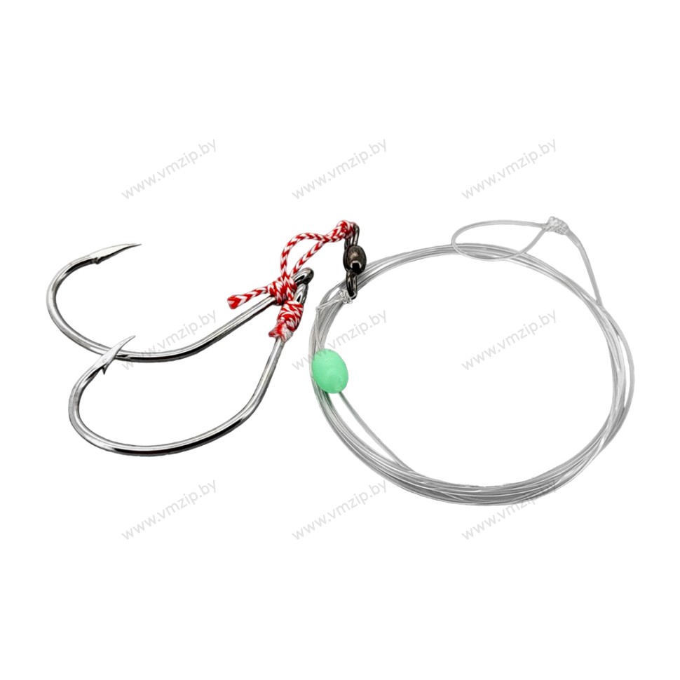Оснастка троллинговая Assis Hook OF 2 крючка, поводок с бусиной