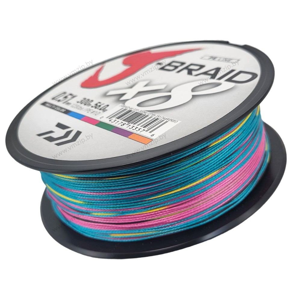 Шнур плетёный DAIWA J-Braid X8 0,51мм/300м/56кг мультиколор