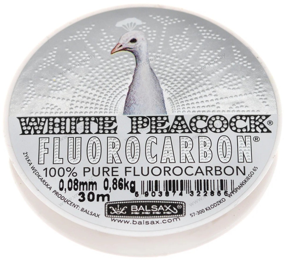 Леска зимняя флюорокарбоновая -40С BALSAX White Peacock Fluo 0,08мм/0,86кг/30м