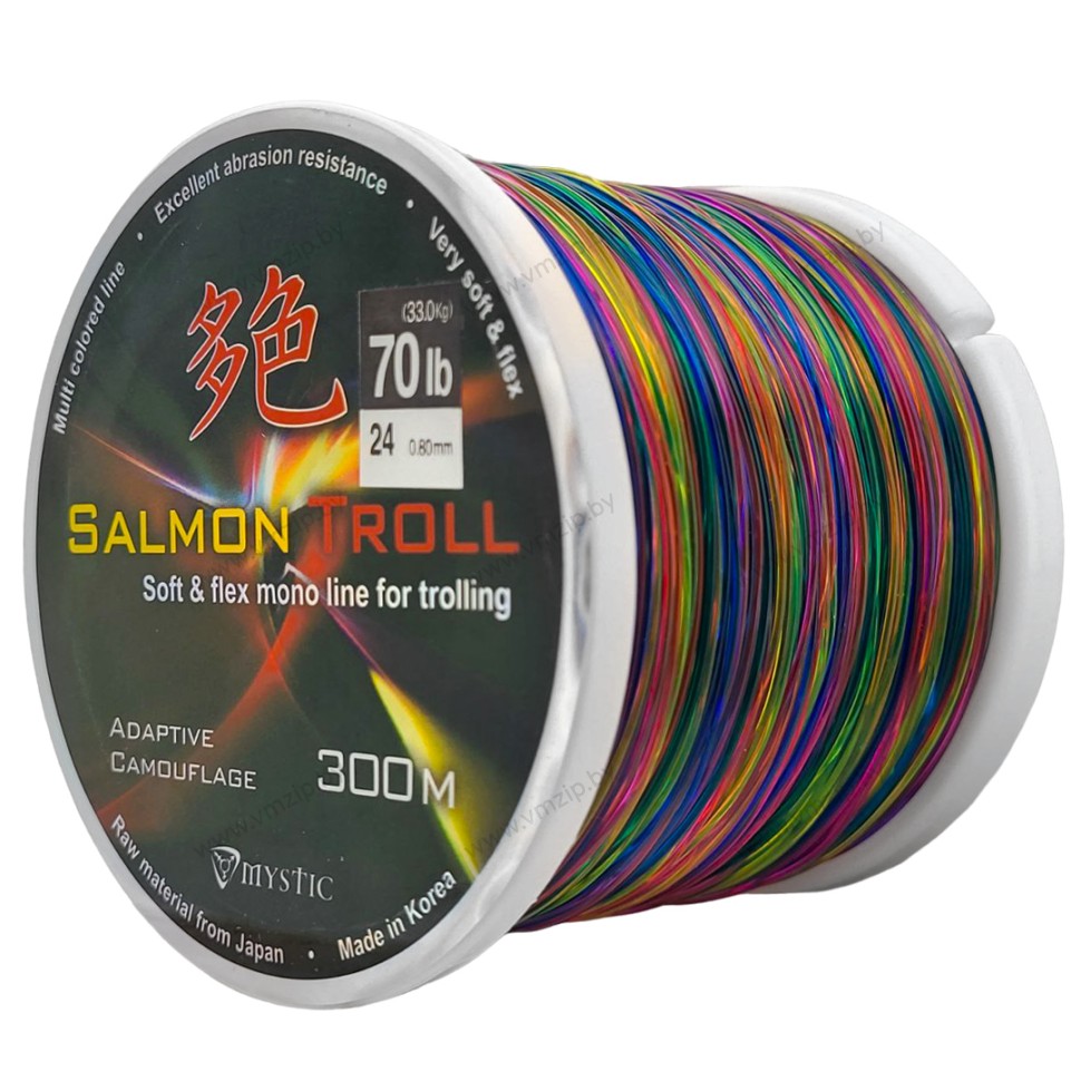 Леска монофильная MYSTIC Salmon Troll 0,8мм/300м/33кг мультиколор