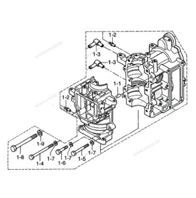Блок цилиндров Tohatsu 6B, 8B, 9,8B