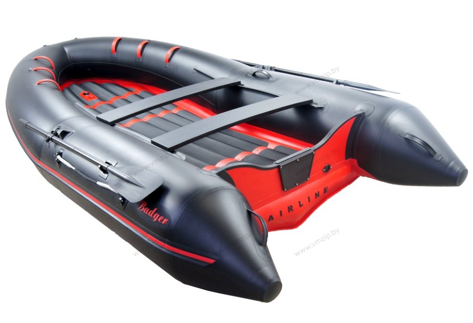 Лодка надувная моторная BADGER AIR LINE ARL390-BLACK/RED с НДНД 3,9м