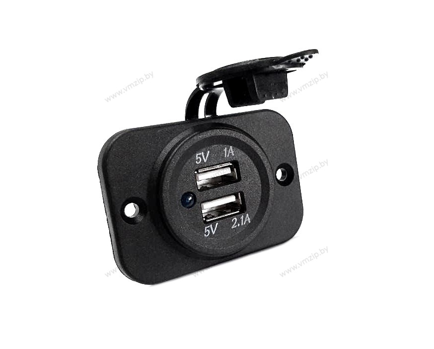 Гнездо USB, вход 12/24V, выход 5.1V 2.1 и 1A SF50782-3