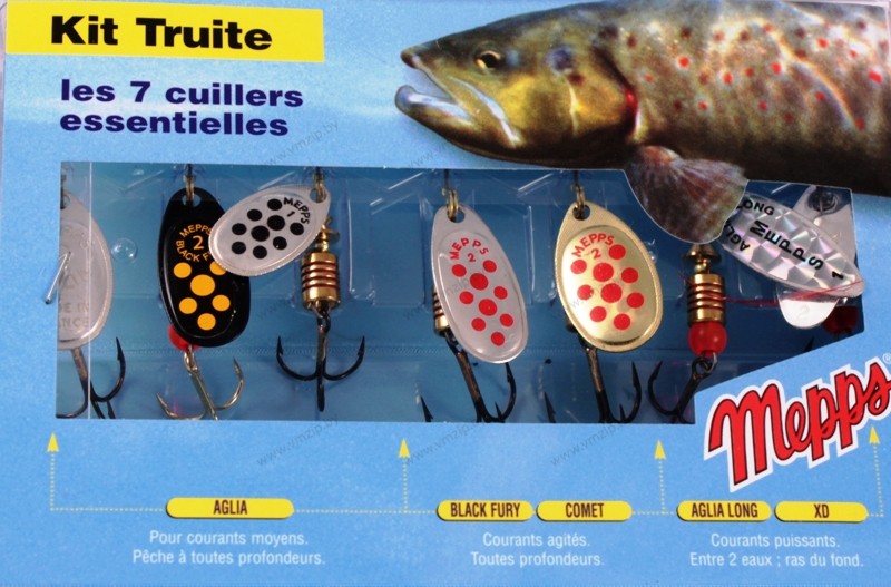Набор вращающихся блесен MEPPS Kit Truite 7 шт