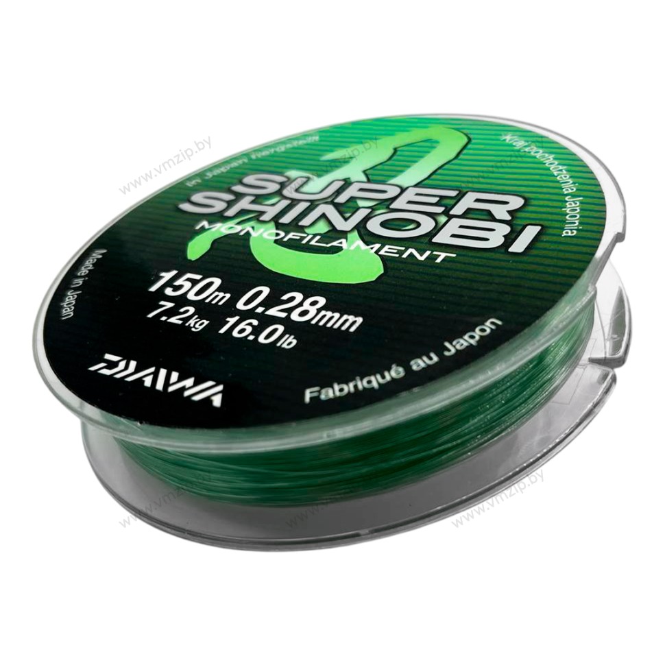 Леска монофильная DAIWA SUPER SHINOBI 0,28мм/150м/кг св/зелёный