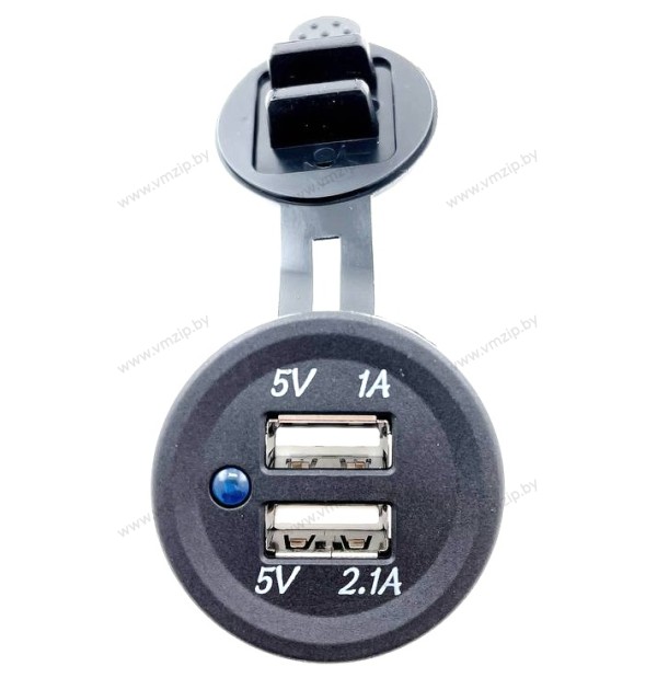 Гнездо USB, вход 12/24V, выход 5V 2.1 и 1А SF50782-1