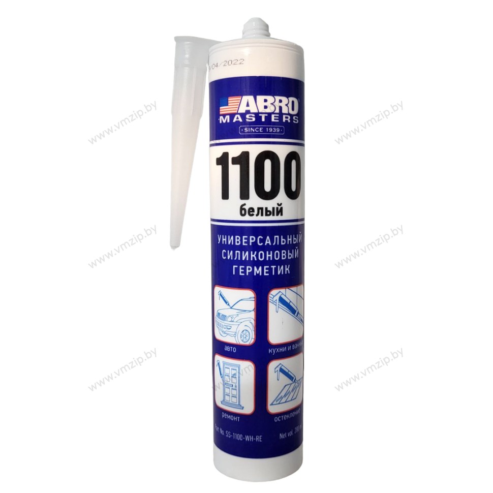Герметик силиконовый, белый 1100 ABRO MASTERS (280 мл) SS-1100-WH